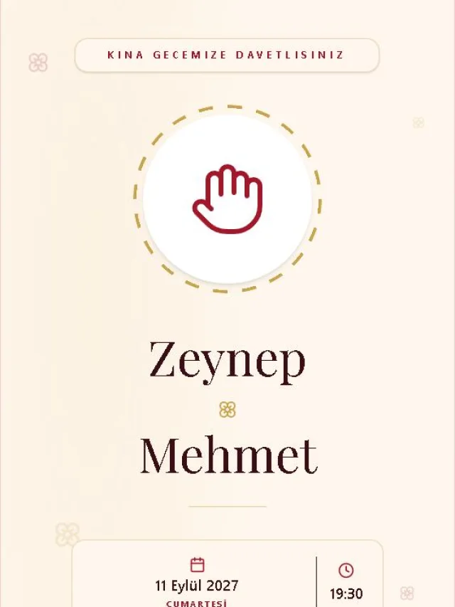 Gelincik dijital davetiye teması — Kına davetiyesi tasarımı