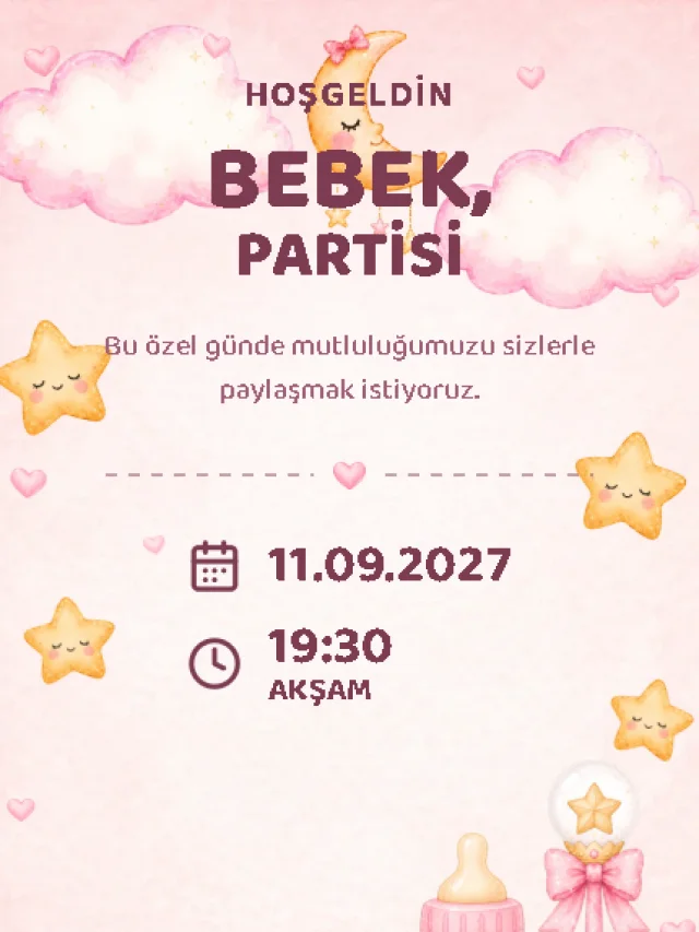Karanfil dijital davetiye teması — Baby Shower davetiyesi tasarımı